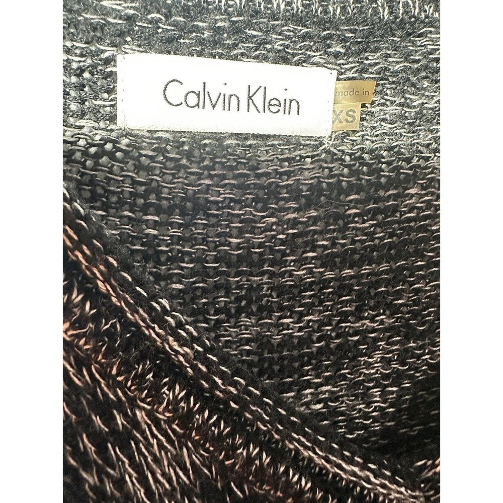 Calvin Klein Black White Sweater Dress Size XS Marled Long‎ Sleeve Fit Flare - Picture 4 of 6